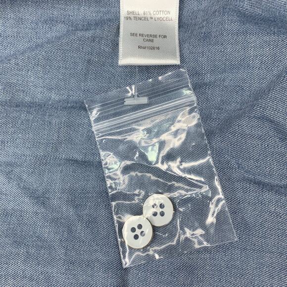 Garnet Hill NWOT Chambray Collared Shirt Dress Long Sleeve Button Down Size 2 - Picture 12 of 12